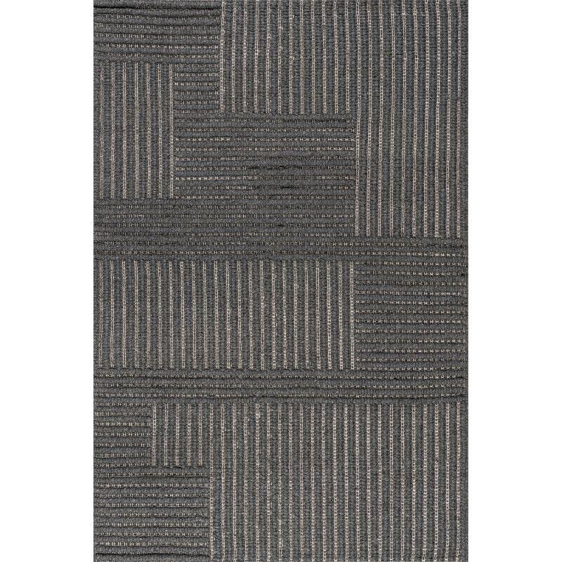 Nuloom Dorene Contemporary High-Low Striped Wool Indoor Area Rug, 9' x 12', Greys