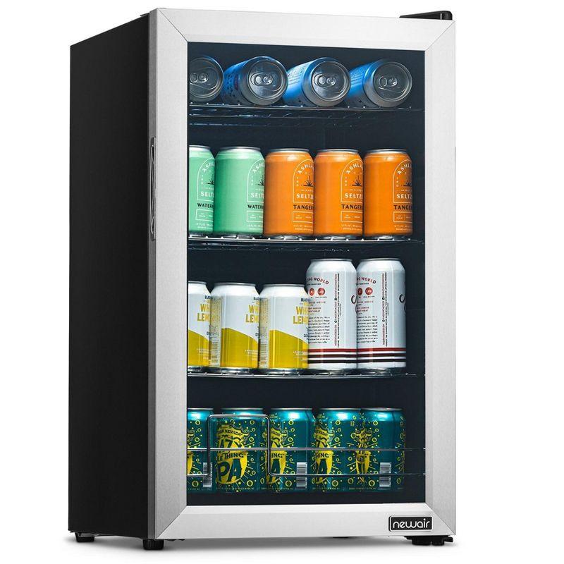 Newair 100 Can Beverage Fridge With Glass Door, Small Freestanding Mini Fridge In Stainless Steel