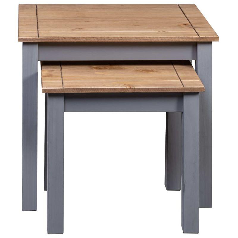 vidaXL Nesting Tables 2 pcs Gray Solid Pine Wood Panama Range