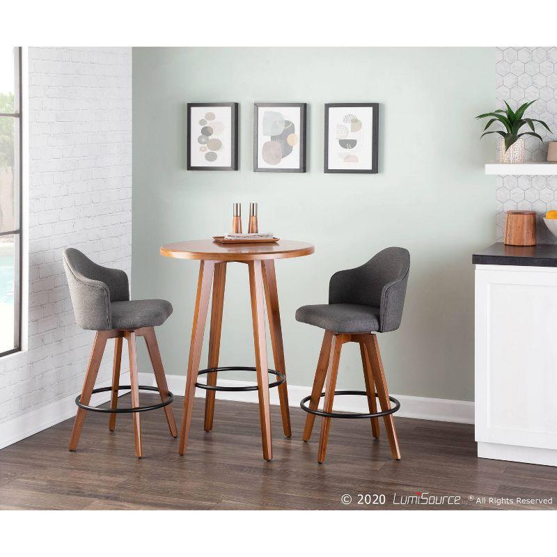 26" Ahoy Mid-Century Modern Counter Height Barstool Walnut/Gray - LumiSource: Padded, Low Back, Wood Legs