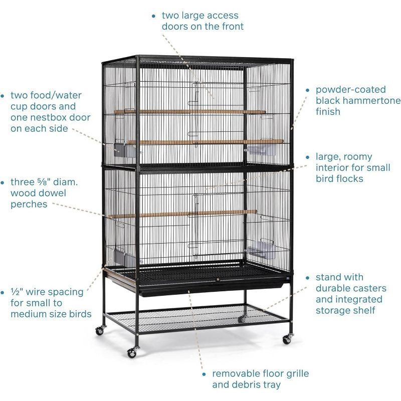 Prevue Pet Products Wrought Iron Flight Cage with Stand F040 Black Bird Cage, 31-Inch by 20-1/2-Inch by 53-Inch