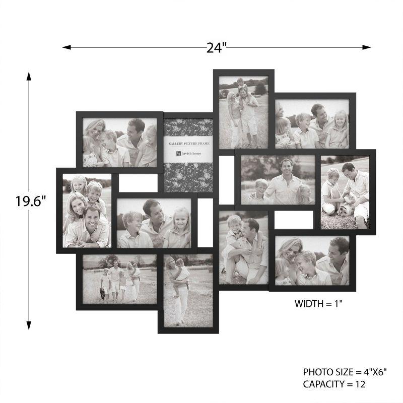 12-Photo Picture Frame Collage - Multi-Picture Wall-Mounted Display Gallery with 12 Openings for 4x6-Inch Photos or Pictures by Lavish Home (Black)