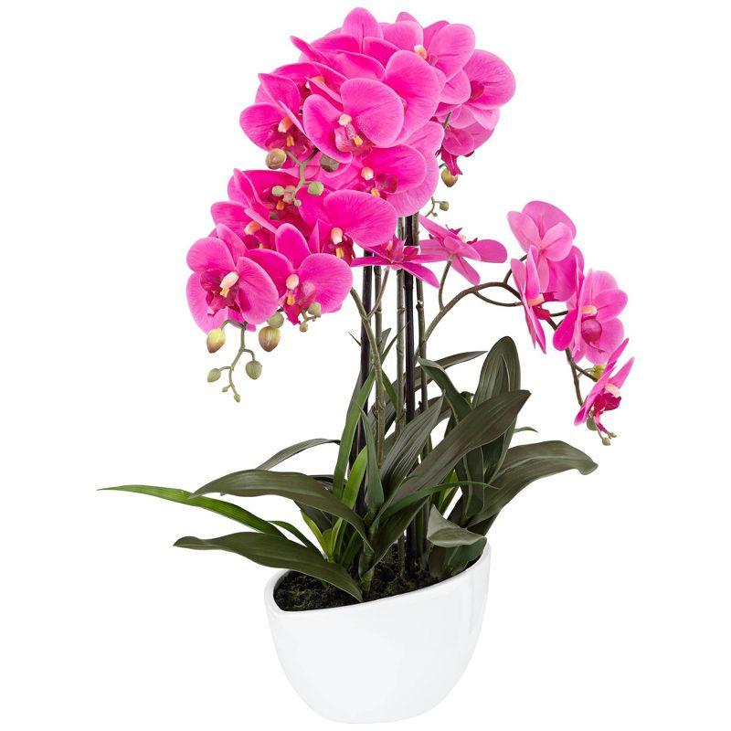 Dahlia Studios Potted Silk Faux Artificial Flowers Realistic Pink Orchid in Ceramic Pot for Home Decoration Living Room 28" High