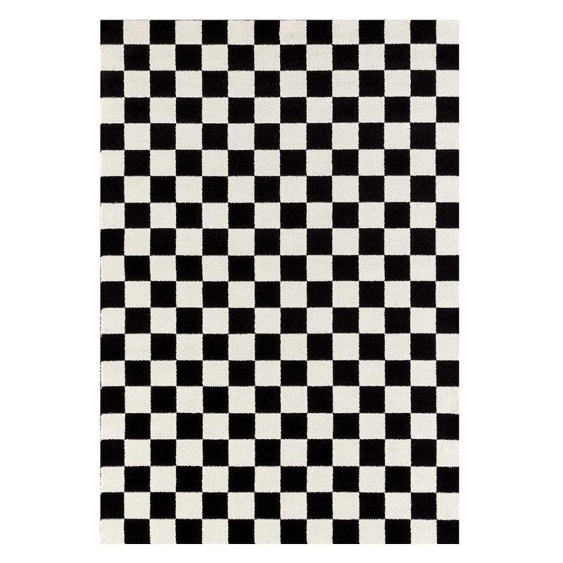 Corrigan Studio® Haylee Super Lightweight Plastic Straw Rug Checkered Black/White Outdoor Area Rug