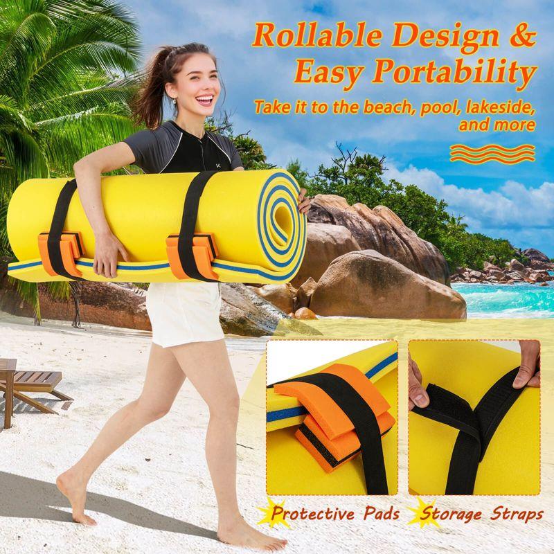 Costway 3-Layer Tear-Resistant Foam Floating Pad Island Water Sports Relaxing Yellow