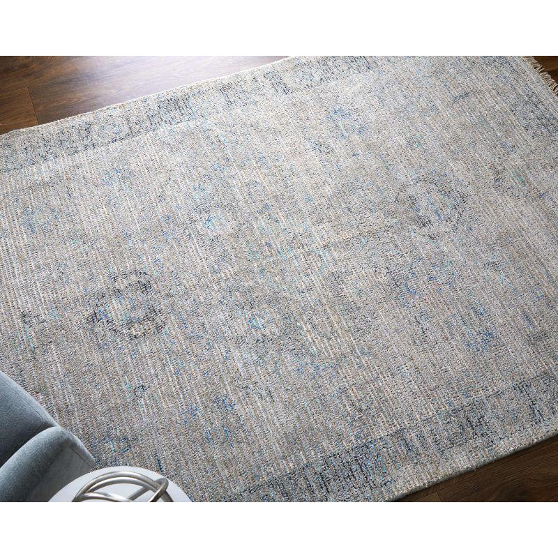 Gray and Blue 10' x 14' Wool Viscose Area Rug