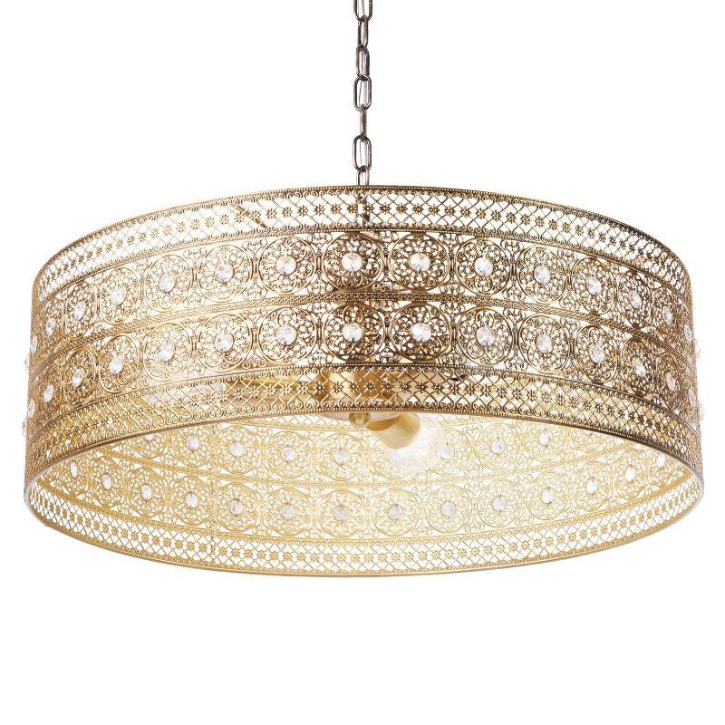 23.5" 3-Light Bryar Chandelier Brass/Crystal - River of Goods: UL Listed, Adjustable Height, Metal & Crystal Drum