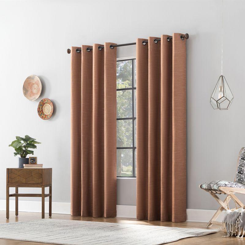 Archaeo Total Blackout Textured Linen Blend Grommet Top Curtain Panel