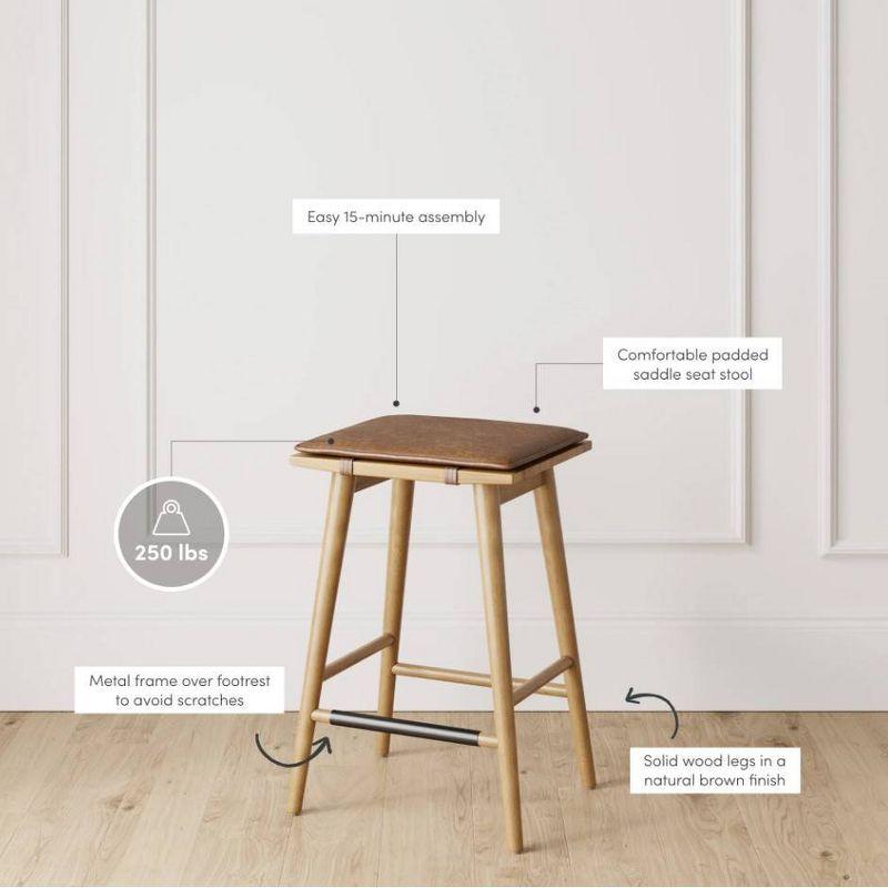 Nathan James Upholstered Counter Stool with Solid Wood Frame (Set of 4)