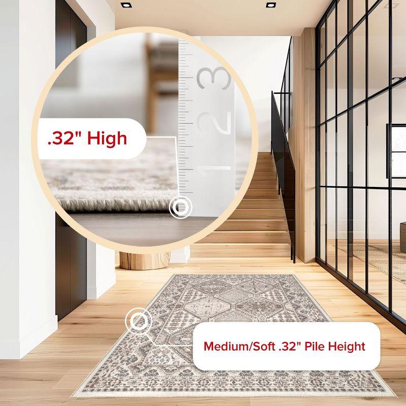 Nuloom 2x8 Becca Tiled Indoor Area Rug, Beige, Faded Transitional Design, Stain Resistant, Bedroom, Living Room, Kitchen