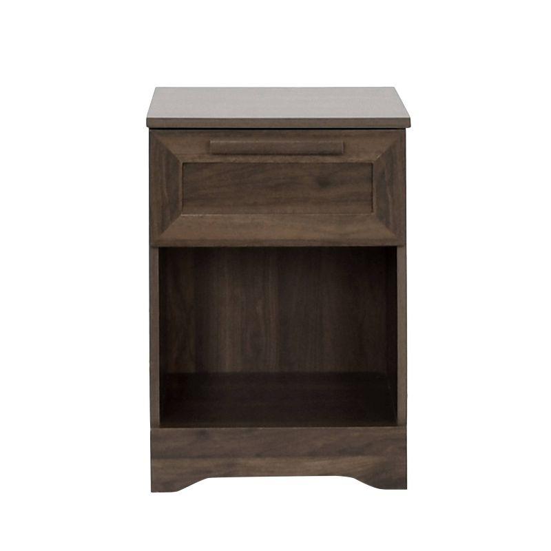 Walnut Rustic 1-Drawer Nightstand with Open Shelf