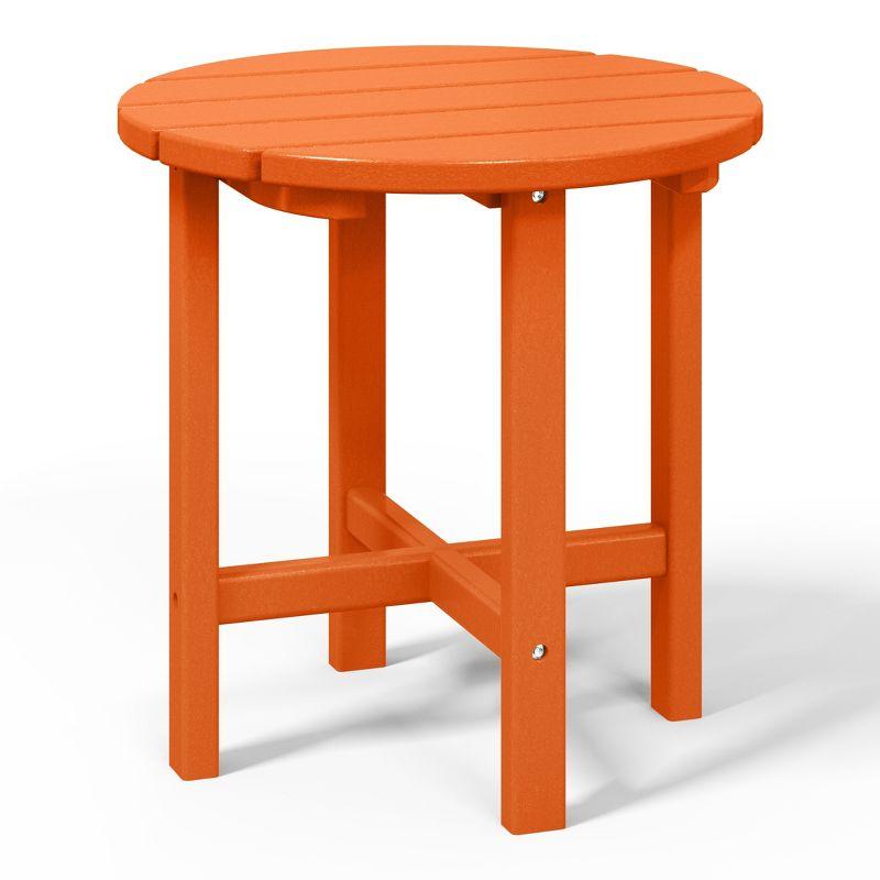 WestinTrends All-Weather Outdoor Patio Round Poly Adirondack Side Table, Orange