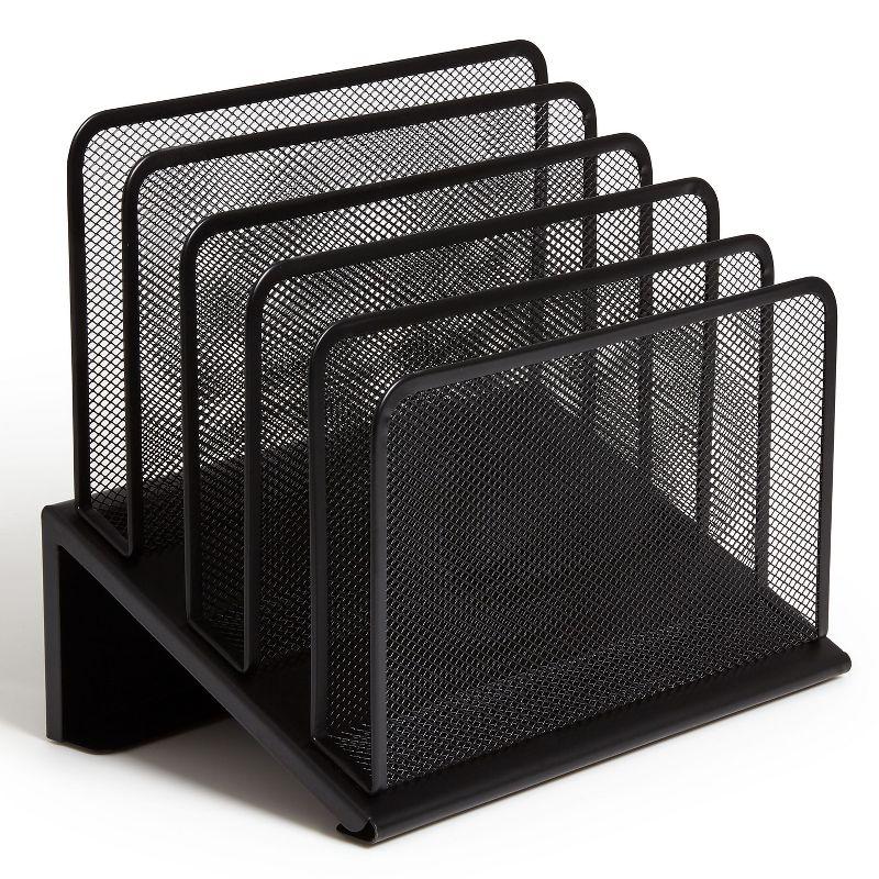 Matte Black Metal Mesh 5-Compartment File Organizer