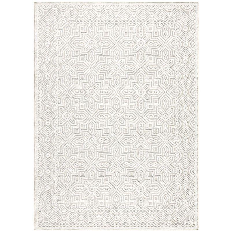 TOWN & COUNTRY LUXE Maya Medallion Indoor Area Rug with High-Low Texture, Ivory/Greige