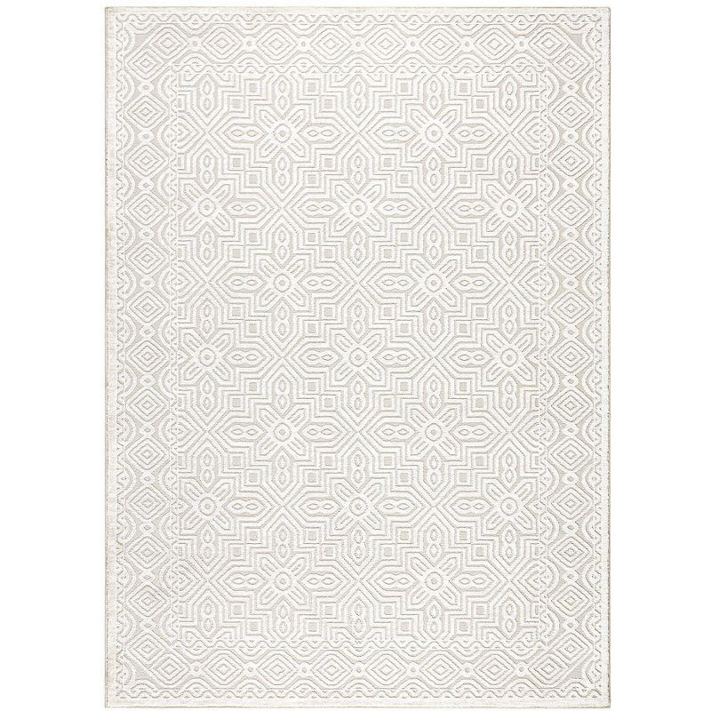 TOWN & COUNTRY LUXE Maya Medallion Indoor Area Rug with High-Low Texture, Ivory/Greige