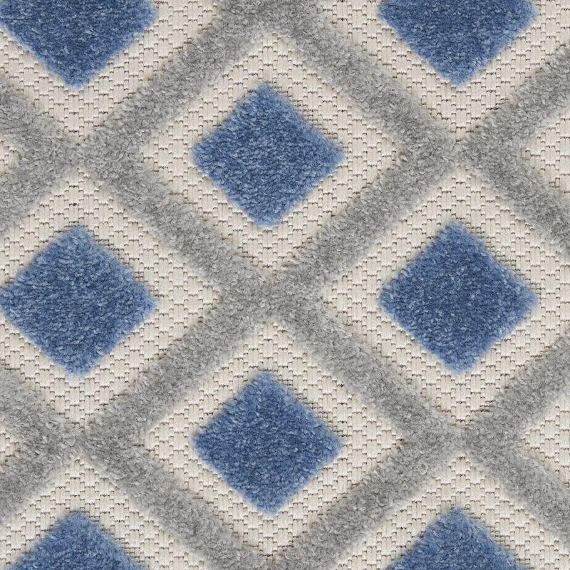 Modern Diamonds 6' x 9' Blue/Grey Synthetic Outdoor Rug