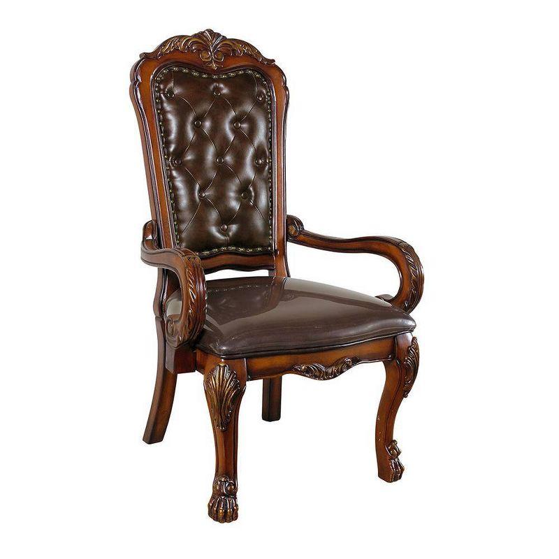 Acme Furniture 21" Dresden Accent Chair PU Cherry Oak: Leather Upholstery, Wood Frame, No Assembly Required