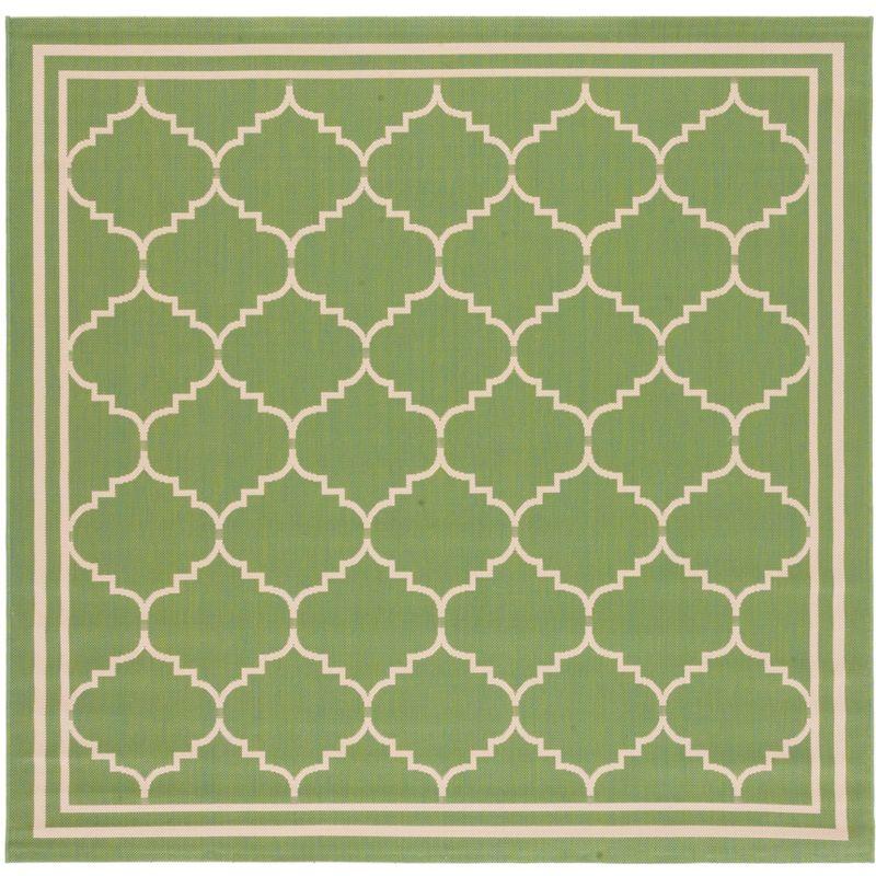 Courtyard CY6889 Power Loomed Indoor and Outdoor Area Rug - Green/Beige - 6'7"x6'7" - Safavieh