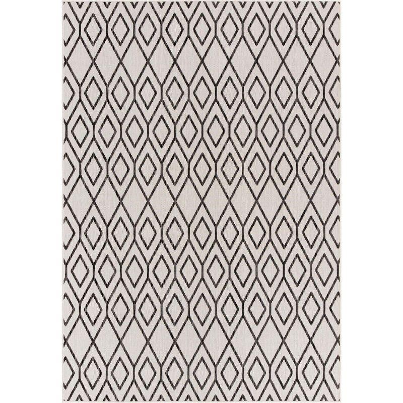 Ivory Geometric Flat Woven 8' x 10' Outdoor Rug