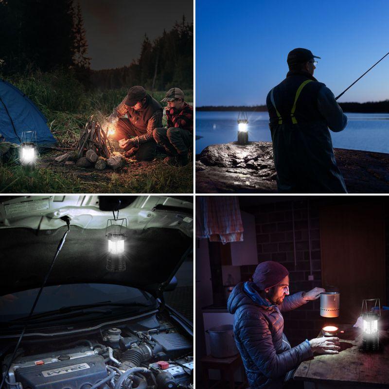 Lepro LED Camping Lanterns Battery Powered, Collapsible, IPX4 Water Resistant, Outdoor Portable Lights for Emergency, Hurricane and Outages, 2 Pack