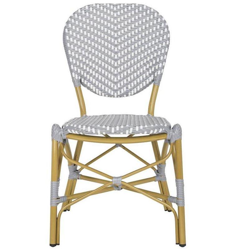 Beige and Gray Wicker Armless Side Chairs, Set of 2