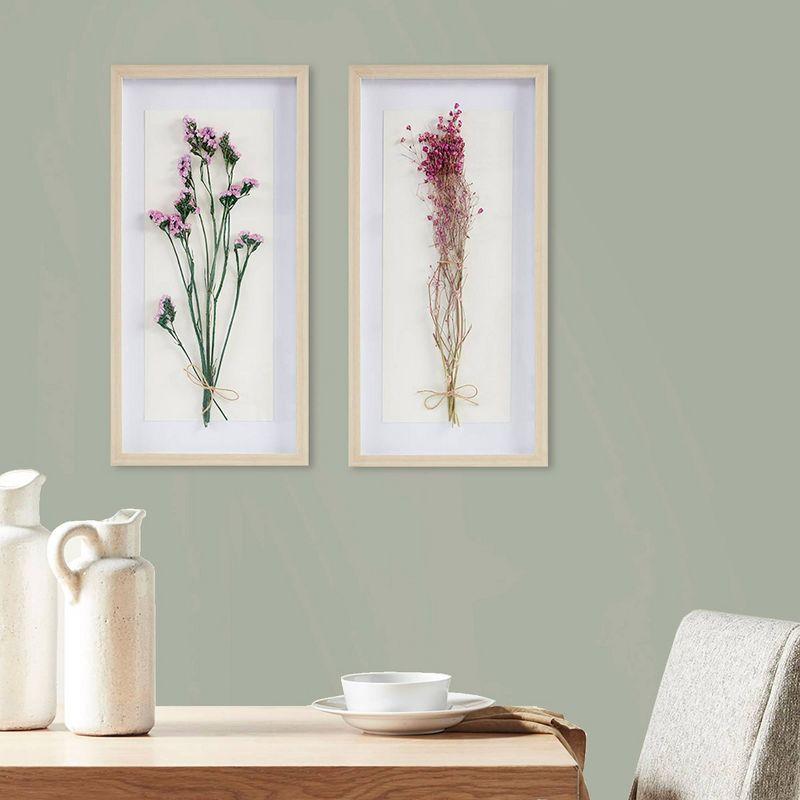 2pc Avant Garden Floral Shadowbox Set Natural - Madison Park: Dried Flower Wall Decor, MDF Frame, Sawtooth Mount