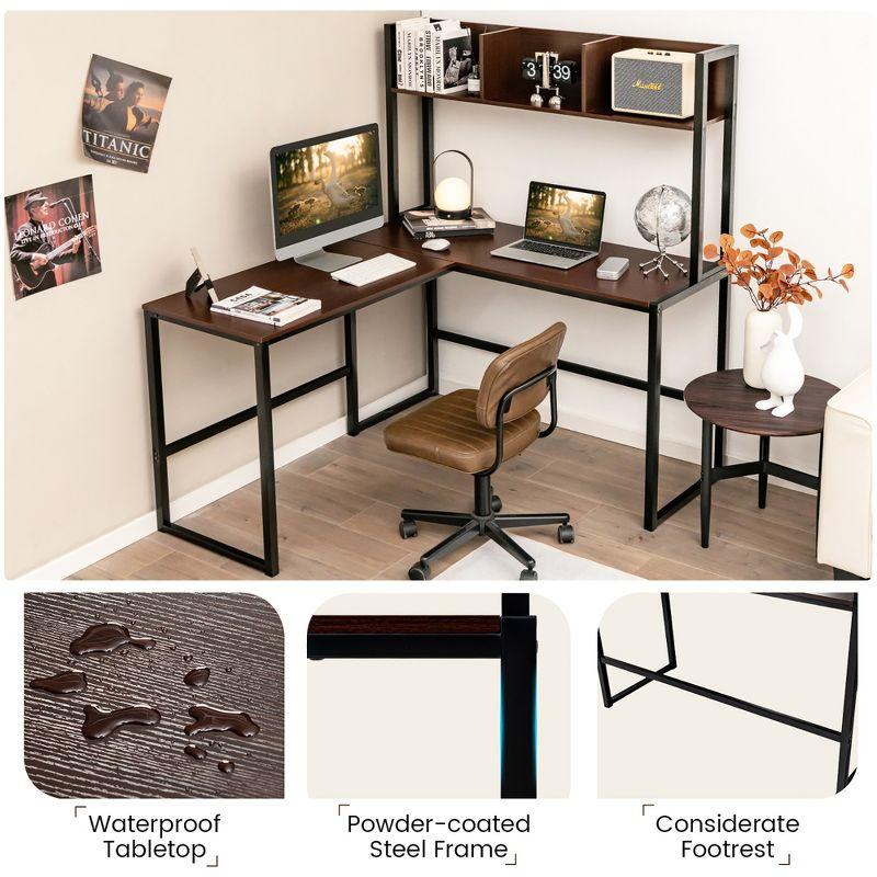 Costway 55''L-Shaped Desk Corner Computer Desk Writing Workstation Table w/Hutch