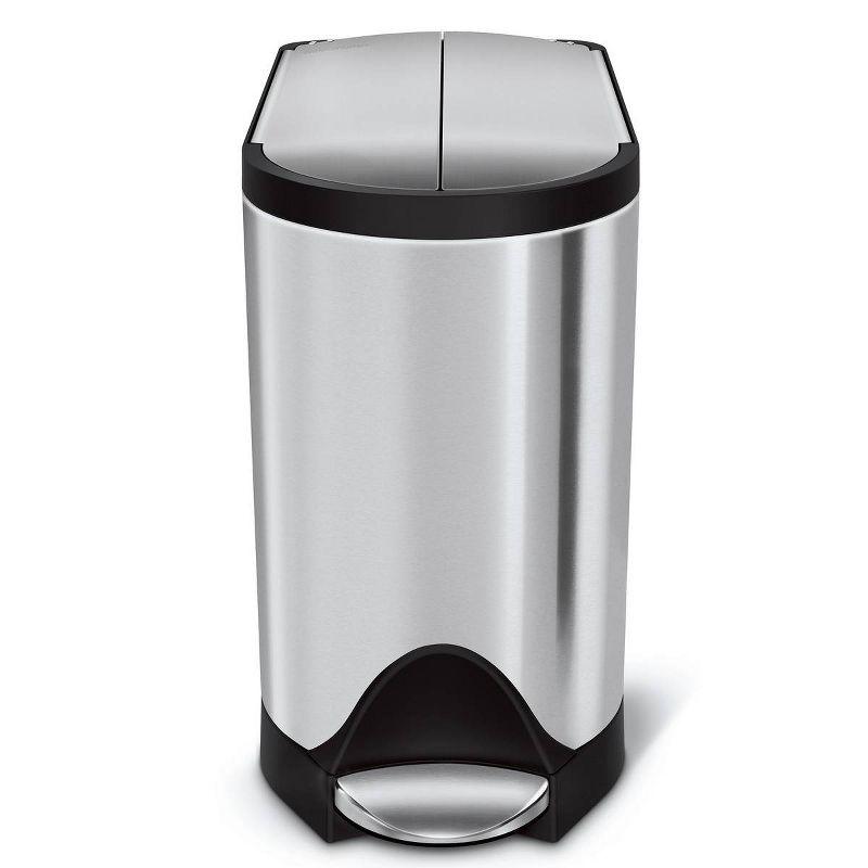 Simplehuman 10 Liter Butterfly Lid Bathroom Trash Can, Brushed Stainless Steel