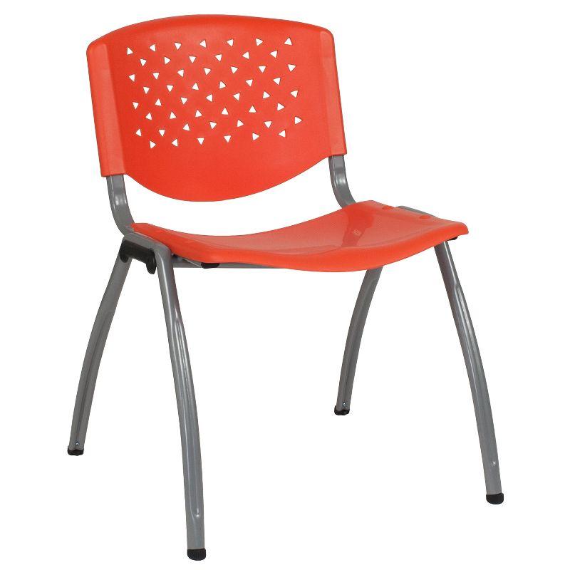 Hercules 880 lb. Capacity Orange Polypropylene Stack Chair with Titanium Frame