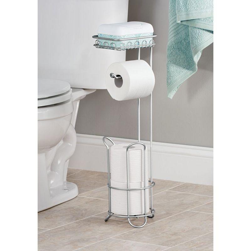 iDesign Classico Free Standing Toilet Paper Holder with Shelf for Bathroom