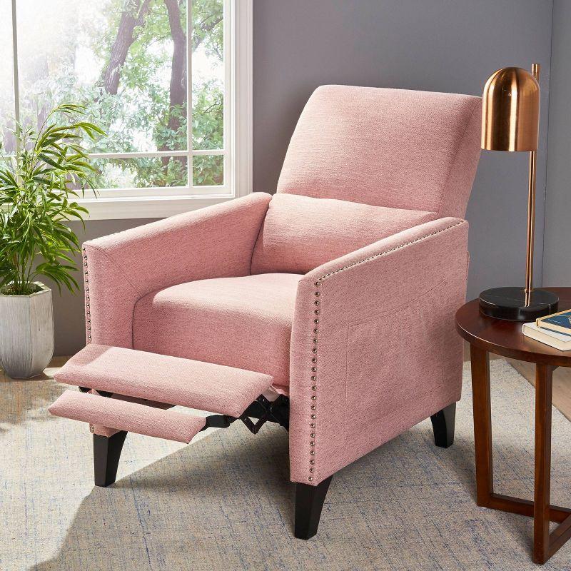 Light Blush Handcrafted Wood Push Back Recliner