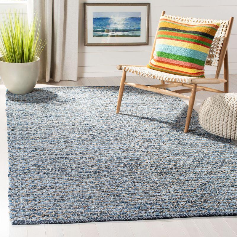 Coastal Breeze Blue Cotton Flat Woven 3' x 5' Reversible Area Rug