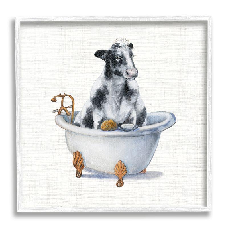 Dairy Cow in Bathtub Country Farm Animal by Donna Brooks - Painting on Canvas
