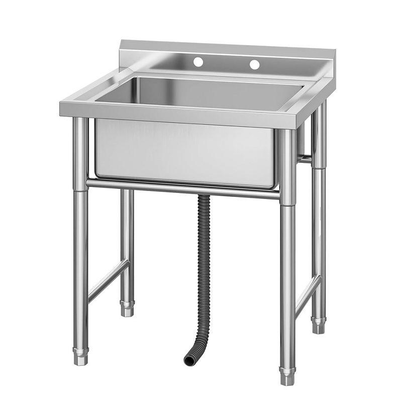 Stainless Steel Commercial Kitchen Utility Sink with Single Basin