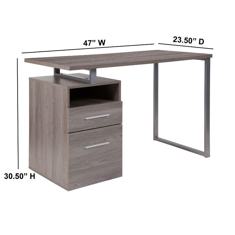 Flash Furniture Harwood Desk with Two Drawers and Metal Frame