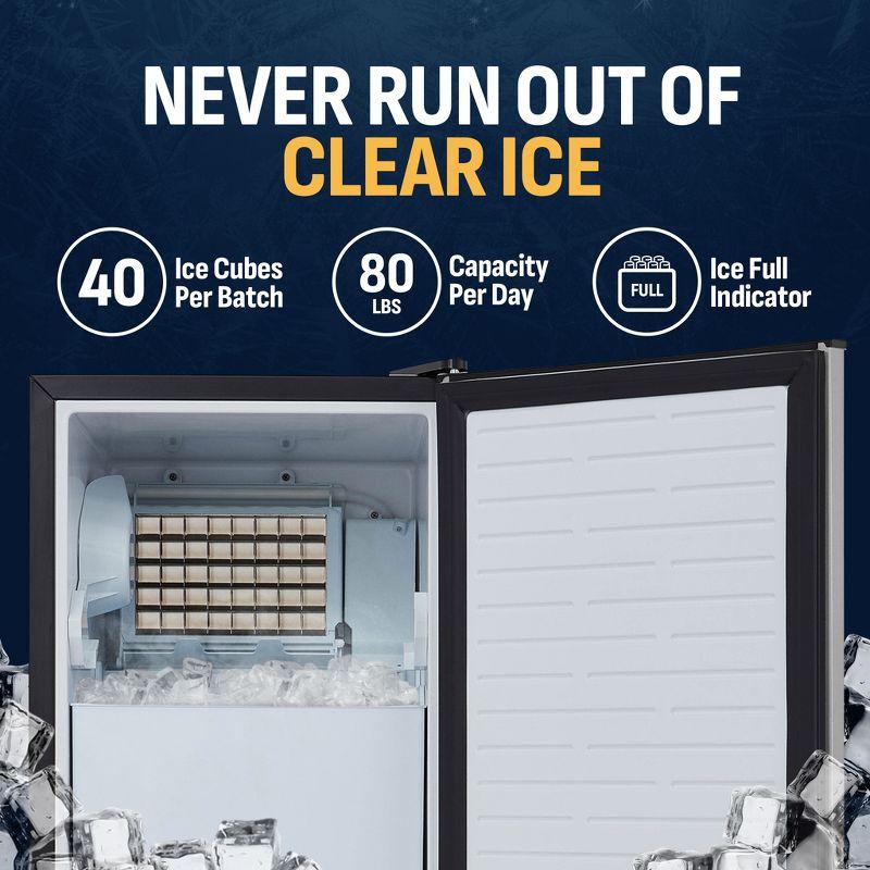 Newair 15" Undercounter 80 lbs. Daily Clear Ice Cube Maker Machine, Built-in or Freestanding Design