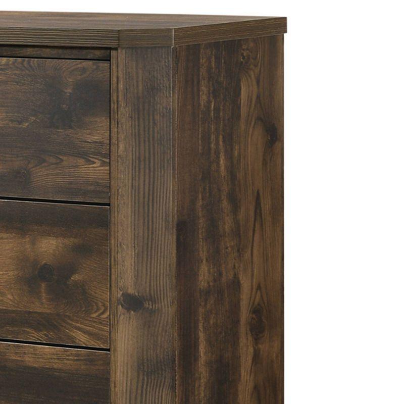 Elettra 5-Drawer Chest in Rustic Walnut with Sleek Rectangular Pulls