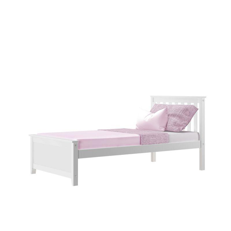 Max & Lily Twin Bed Frame with Headboard, Solid Wood Platform Bed for Kids, White