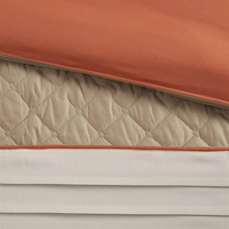 Madison Park Jenson 7 Piece Color Block Stripe Comforter Set with Throw Pillows
