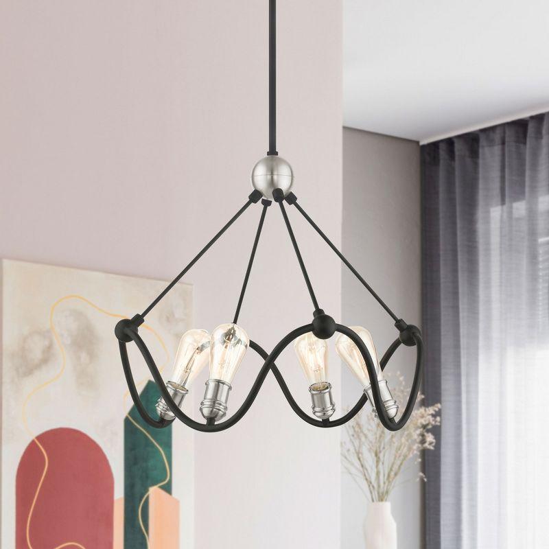 Livex Lighting Archer 4 - Light Chandelier in  Textured Black/Brushed Nickel
