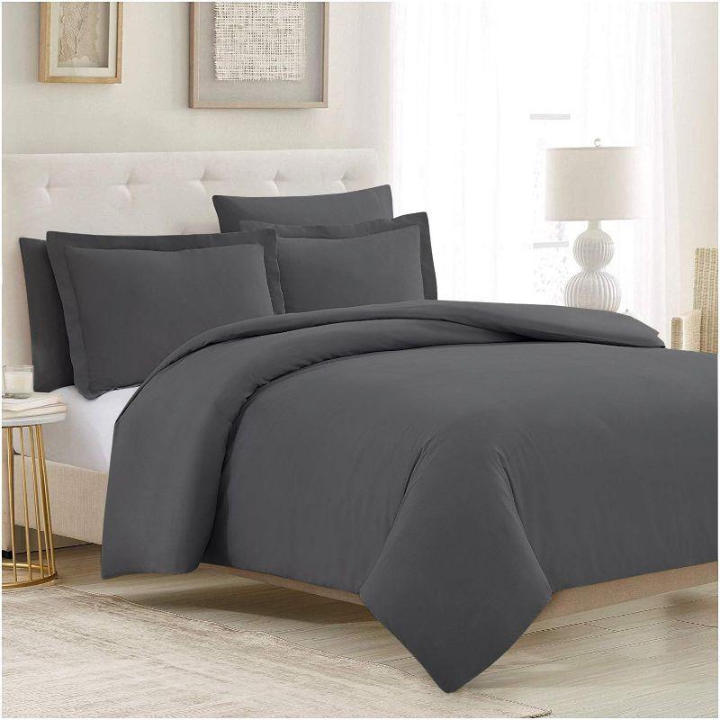 Mellanni Microfiber Duvet Cover Set, Twin, Gray, 3 Piece