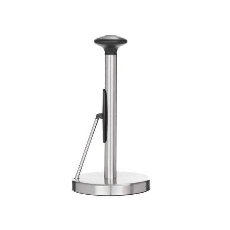 Jiallo Stainless Steel Paper Towel Holder with Black Knob and Tension Arm