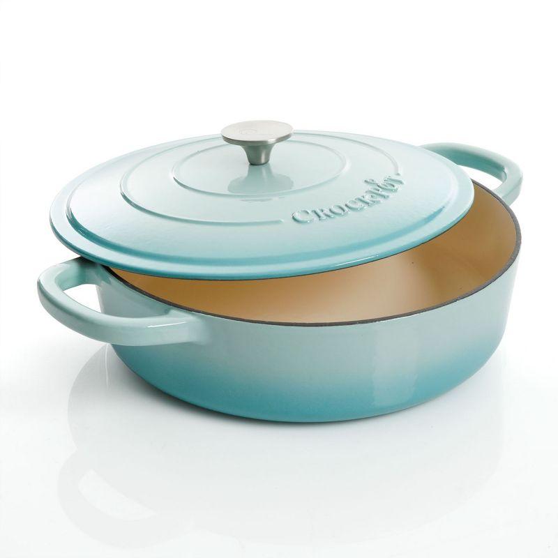 Aqua Blue 5 Quart Enameled Cast Iron Braiser with Lid