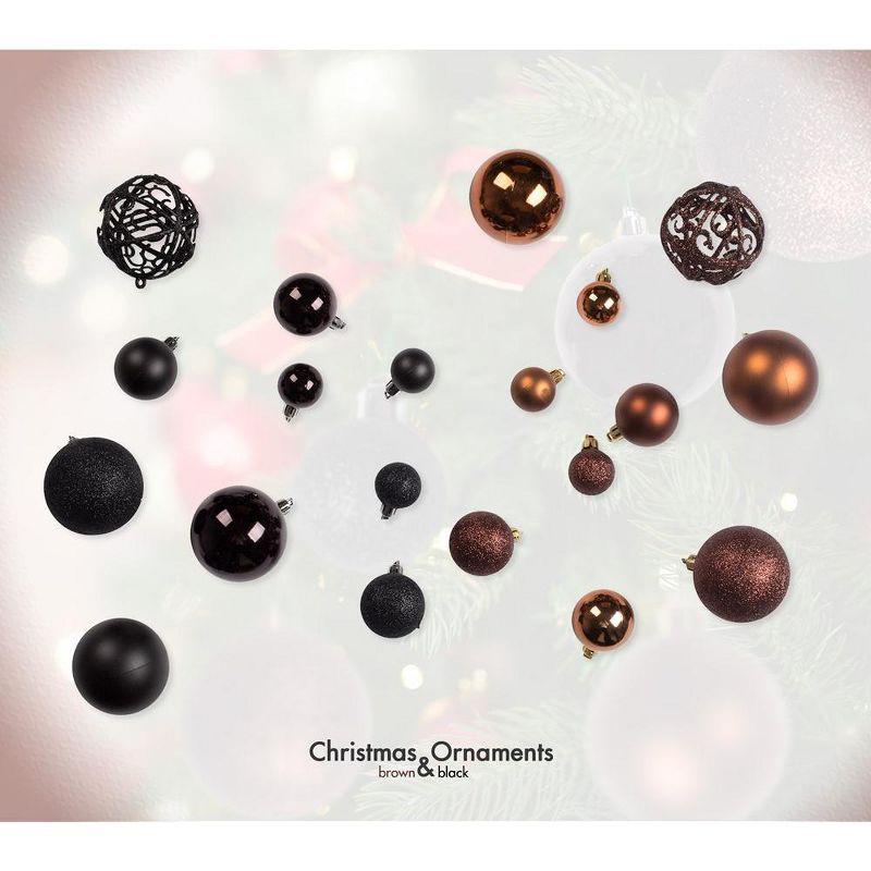 R N' Ds Shatterproof Christmas Ornament Balls - Black and Brown - 100 Pack