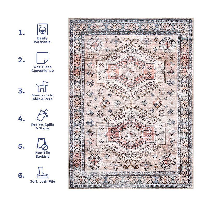 Nuloom Mae Medallion 2x3 Machine Washable Accent Indoor Area Rug for Living Room Bedroom Dining Room Entryway Kitchen, Peach/Ivory