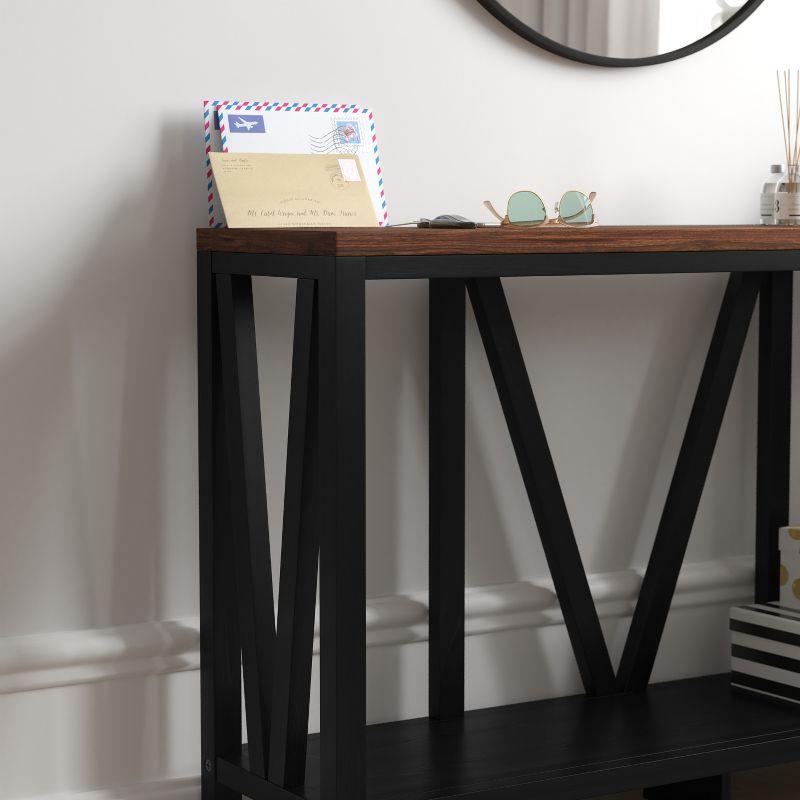 Charlotte Black and Walnut 52" Farmhouse Console Table