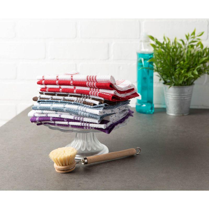 Design Imports Waffle Weave Cotton Plaid Waffle Dish Cloth Kitchen Towel (Set of 12)