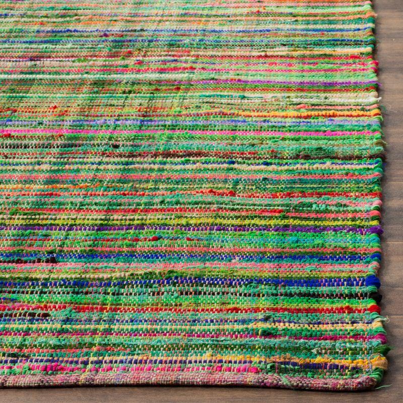 Petar Striped Multicolor Square Handwoven Wool-Cotton Rug 6' x 6'