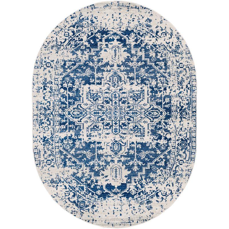 Livabliss 6'7"x9' Oval Worsham Traditional Rug Blue