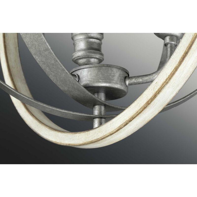 Progress Lighting Conestee 6-Light Pendant, Steel, Graphite, Armillary-Style Frame, Galvanized/Antique White Finish